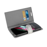 REIKO ALCATEL ONE TOUCH IDOL 3 5.5 JEWELRY RHINESTONE WALLET CASE IN SILVER
