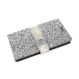 REIKO ALCATEL ONE TOUCH IDOL 3 5.5 JEWELRY RHINESTONE WALLET CASE IN SILVER