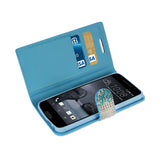 REIKO HTC ONE A9 JEWELRY RHINESTONE WALLET CASE IN BLUE