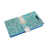 REIKO HTC ONE A9 JEWELRY RHINESTONE WALLET CASE IN BLUE