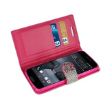REIKO HTC ONE A9 JEWELRY RHINESTONE WALLET CASE IN PINK