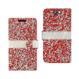 REIKO HTC ONE A9 JEWELRY RHINESTONE WALLET CASE IN RED