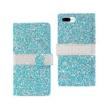 REIKO IPHONE 7 PLUS JEWELRY RHINESTONE WALLET CASE IN BLUE