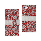 REIKO IPHONE 7 JEWELRY RHINESTONE WALLET CASE IN RED