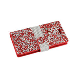 REIKO IPHONE 7 JEWELRY RHINESTONE WALLET CASE IN RED