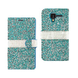 REIKO KYOCERA HYDRO VIEW JEWELRY RHINESTONE WALLET CASE IN BLUE