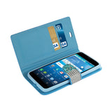 REIKO KYOCERA HYDRO VIEW JEWELRY RHINESTONE WALLET CASE IN BLUE