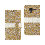REIKO KYOCERA HYDRO VIEW JEWELRY RHINESTONE WALLET CASE IN GOLD