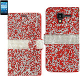 REIKO KYOCERA HYDRO VIEW JEWELRY RHINESTONE WALLET CASE IN RED