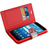 REIKO KYOCERA HYDRO VIEW JEWELRY RHINESTONE WALLET CASE IN RED