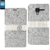 REIKO KYOCERA HYDRO VIEW JEWELRY RHINESTONE WALLET CASE IN SILVER