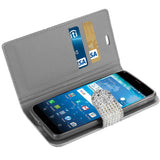 REIKO KYOCERA HYDRO VIEW JEWELRY RHINESTONE WALLET CASE IN SILVER