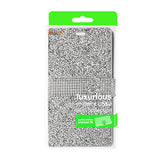 REIKO KYOCERA HYDRO VIEW JEWELRY RHINESTONE WALLET CASE IN SILVER