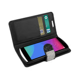 REIKO LG LEON JEWELRY RHINESTONE WALLET CASE IN BLACK