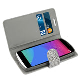 REIKO LG LEON JEWELRY RHINESTONE WALLET CASE IN SILVER