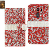 REIKO LG V10 JEWELRY RHINESTONE WALLET CASE IN RED
