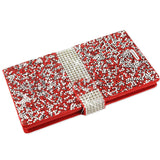 REIKO LG V10 JEWELRY RHINESTONE WALLET CASE IN RED