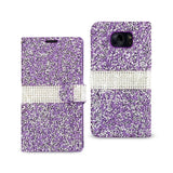 REIKO SAMSUNG GALAXY S7 EDGE JEWELRY RHINESTONE WALLET CASE IN PURPLE