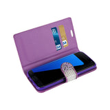 REIKO SAMSUNG GALAXY S7 EDGE JEWELRY RHINESTONE WALLET CASE IN PURPLE