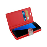 REIKO SAMSUNG GALAXY S7 EDGE JEWELRY RHINESTONE WALLET CASE IN RED