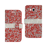 REIKO SAMSUNG GALAXY GRAND PRIME JEWELRY RHINESTONE WALLET CASE IN RED