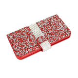 REIKO SAMSUNG GALAXY GRAND PRIME JEWELRY RHINESTONE WALLET CASE IN RED