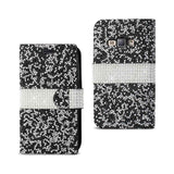 REIKO SAMSUNG GALAXY J1 (2016) JEWELRY RHINESTONE WALLET CASE IN BLACK