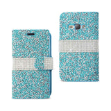 REIKO SAMSUNG GALAXY J1 (2016) JEWELRY RHINESTONE WALLET CASE IN BLUE