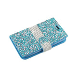 REIKO SAMSUNG GALAXY J1 (2016) JEWELRY RHINESTONE WALLET CASE IN BLUE