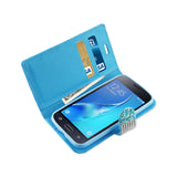 REIKO SAMSUNG GALAXY J1 (2016) JEWELRY RHINESTONE WALLET CASE IN BLUE