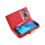 REIKO SAMSUNG GALAXY J1 (2016) JEWELRY RHINESTONE WALLET CASE IN RED