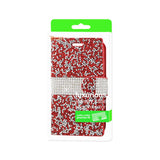 REIKO SAMSUNG GALAXY J1 (2016) JEWELRY RHINESTONE WALLET CASE IN RED