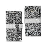 REIKO SAMSUNG GALAXY J7 JEWELRY RHINESTONE WALLET CASE IN BLACK