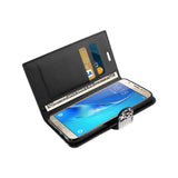 REIKO SAMSUNG GALAXY J7 JEWELRY RHINESTONE WALLET CASE IN BLACK