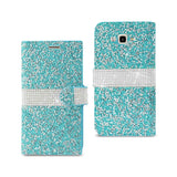 REIKO SAMSUNG GALAXY J7 JEWELRY RHINESTONE WALLET CASE IN BLUE