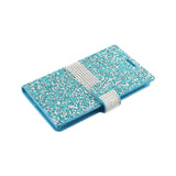 REIKO SAMSUNG GALAXY J7 JEWELRY RHINESTONE WALLET CASE IN BLUE