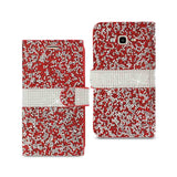 REIKO SAMSUNG GALAXY J7 JEWELRY RHINESTONE WALLET CASE IN RED