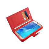 REIKO SAMSUNG GALAXY J7 JEWELRY RHINESTONE WALLET CASE IN RED