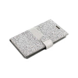 REIKO SAMSUNG GALAXY J7 JEWELRY RHINESTONE WALLET CASE IN SILVER