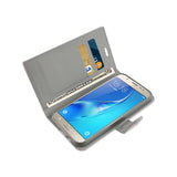 REIKO SAMSUNG GALAXY J7 JEWELRY RHINESTONE WALLET CASE IN SILVER