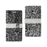REIKO SAMSUNG GALAXY NOTE 7 JEWELRY RHINESTONE WALLET CASE IN BLACK