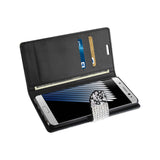 REIKO SAMSUNG GALAXY NOTE 7 JEWELRY RHINESTONE WALLET CASE IN BLACK