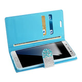 REIKO SAMSUNG GALAXY NOTE 7 JEWELRY RHINESTONE WALLET CASE IN BLUE