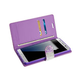 REIKO SAMSUNG GALAXY NOTE 7 JEWELRY RHINESTONE WALLET CASE IN PURPLE