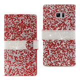 REIKO SAMSUNG GALAXY NOTE 7 JEWELRY RHINESTONE WALLET CASE IN RED