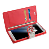 REIKO SAMSUNG GALAXY NOTE 7 JEWELRY RHINESTONE WALLET CASE IN RED