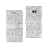 REIKO SAMSUNG GALAXY NOTE 7 JEWELRY RHINESTONE WALLET CASE IN SILVER