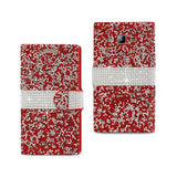 REIKO SAMSUNG GALAXY ON5/ J5 JEWELRY RHINESTONE WALLET CASE IN RED