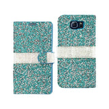 REIKO SAMSUNG GALAXY S6 JEWELRY RHINESTONE WALLET CASE IN BLUE