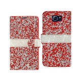 REIKO SAMSUNG GALAXY S6 JEWELRY RHINESTONE WALLET CASE IN RED
